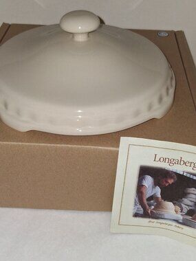 LONGABERGER 6" pie plate Lid New in box Ivory 3233490
